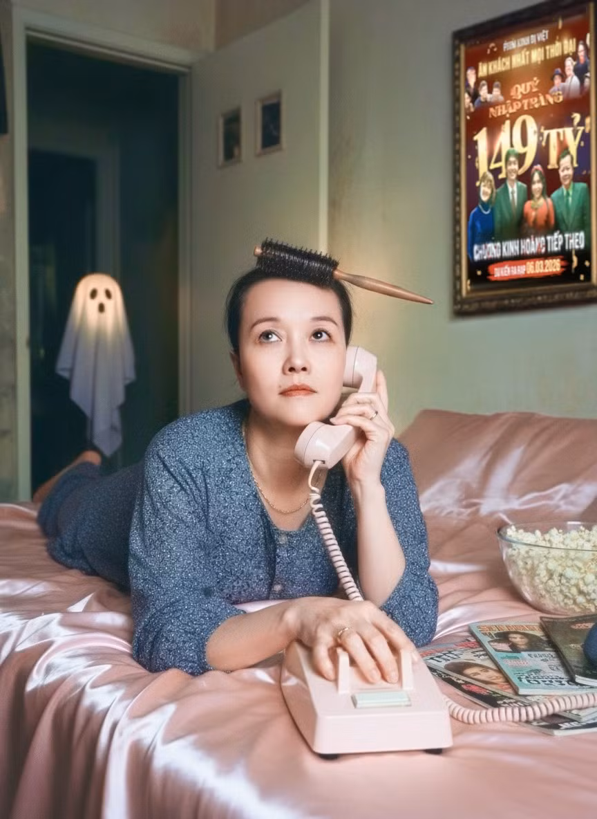 Nghệ sĩ Vân Dung chia sẻ hài hước: "Có một câu hỏi đến bây giờ em vẫn thắc mắc: Tại sao câu đầu tiên khi nghe điện thoại lại là alô, chứ không phải blô hay clô ?” Ảnh: FB Vân Dung