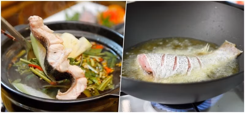 Chỉ cho cá vào khi nước hoặc dầu đã sôi già: Khi nấu canh cá, hãy đợi nước sôi thật già rồi mới thả cá vào, nước canh sẽ trong và không còn vị tanh. Với món cá chiên nên chờ dầu sôi già, thêm một ít nước cốt chanh vào chảo rồi mới cho cá vào chiên. Cách này không chỉ hạn chế dầu bắn mà còn giúp cá giòn rụm hơn.