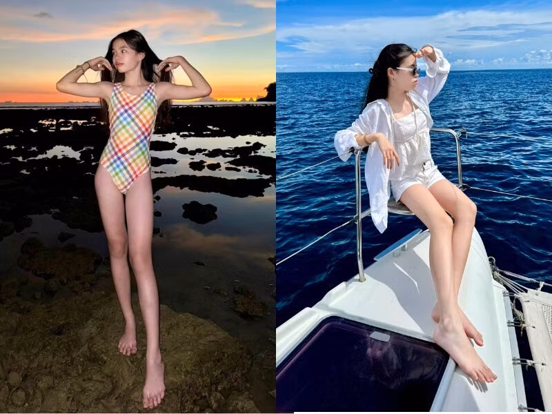 Ở tuổi 13, Mia đã sở hữu chiều cao ấn tượng và nét đẹp hài hòa. Chính điều này dẫn đến không ít bình luận dự đoán cô bé có tiềm năng trở thành người đẹp, thậm chí là “hoa hậu tương lai”.