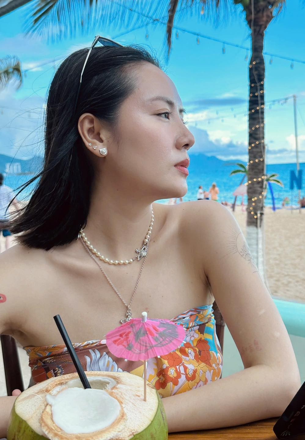 Ca sĩ Phương Linh khoe cận dung nhan. Ảnh: FB Tran Phuong Linh