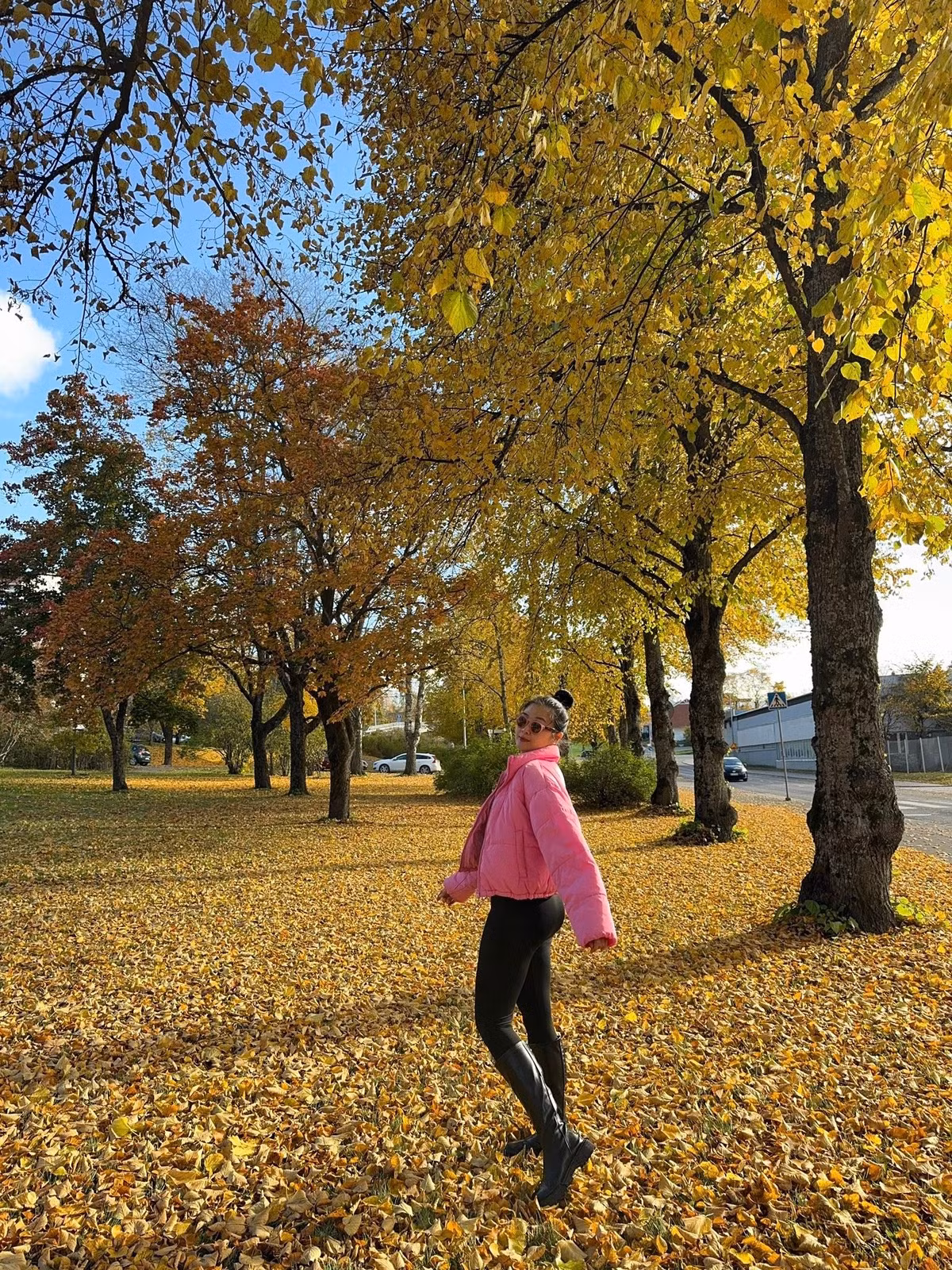 Cựu người mẫu Mạc Anh Thư tận hưởng mùa thu ở Phần Lan. Ảnh: FB Mạc Anh Thư