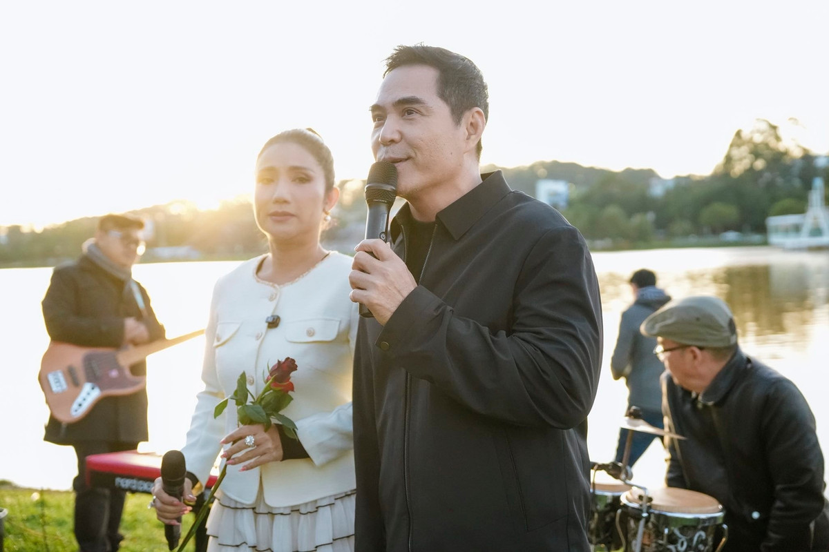 Cát Tường và Trung Dũng trong một show diễn ở Đà Lạt. Ảnh: FB Nguyễn Trí Cát Tường