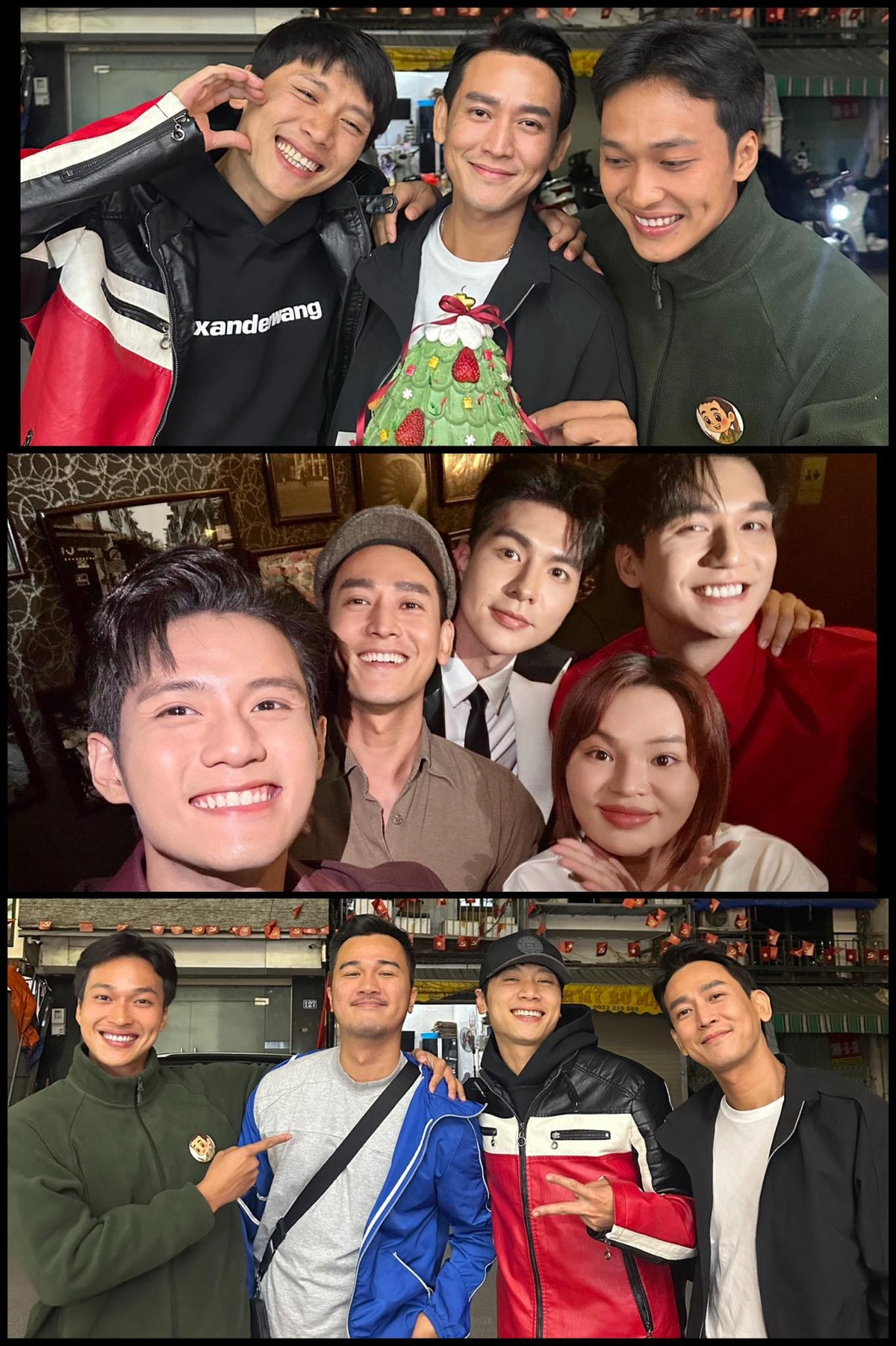 Diễn viên Hứa Vĩ Văn đón sinh nhật cùng ekip "Mưa đỏ". Ảnh: FB Hứa Vĩ Văn