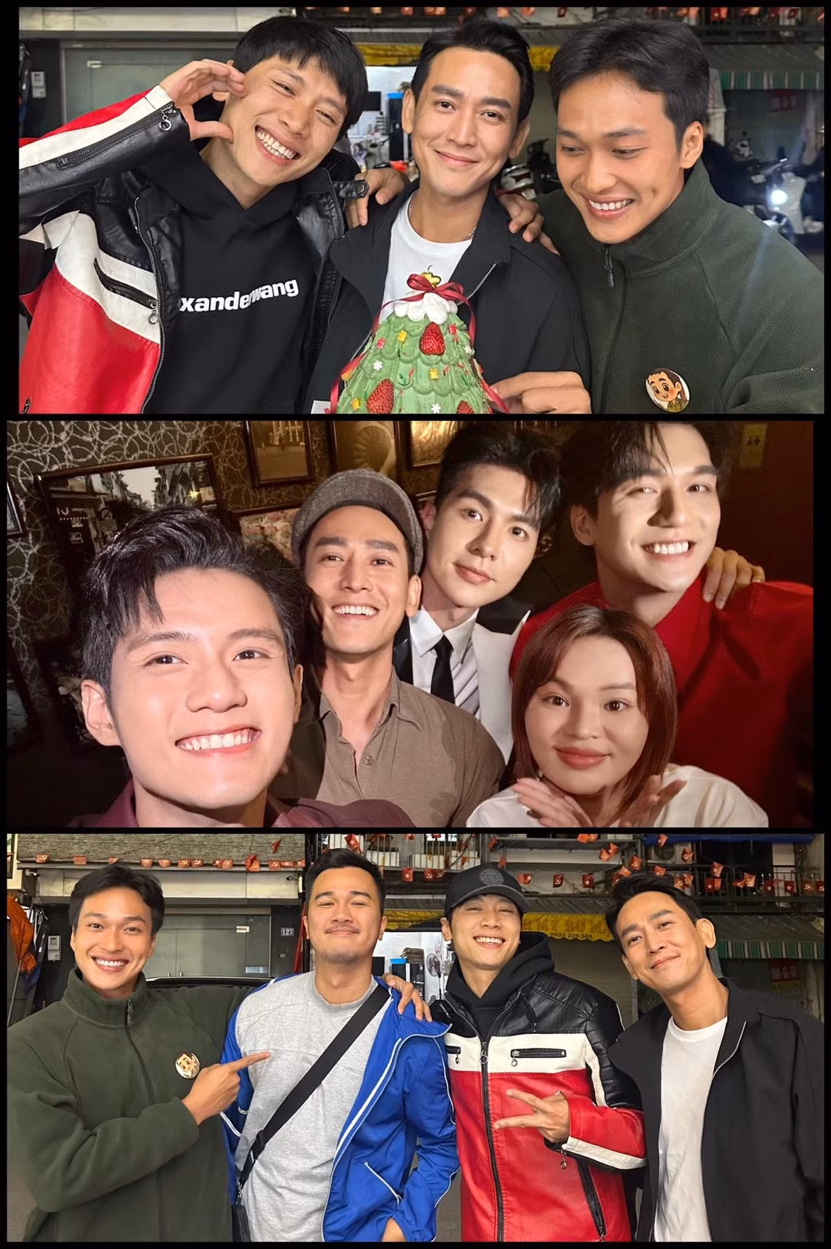 Diễn viên Hứa Vĩ Văn đón sinh nhật cùng ekip "Mưa đỏ". Ảnh: FB Hứa Vĩ Văn