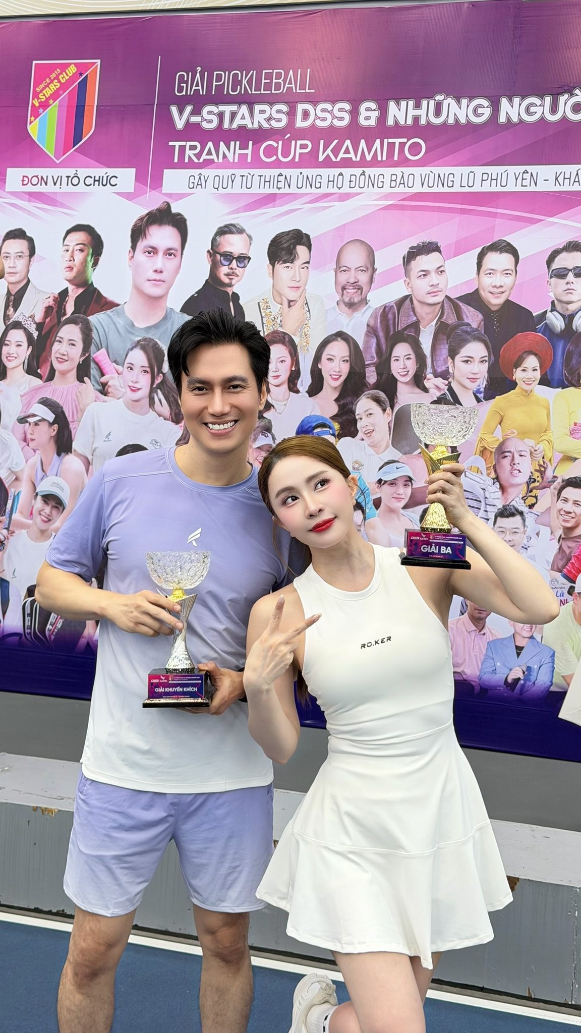 Diễn viên Quỳnh Nga khoe thành tích khi thi đấu pickleball với bạn trai tin đồn Việt Anh. Ảnh: FB Phạm Quỳnh Nga