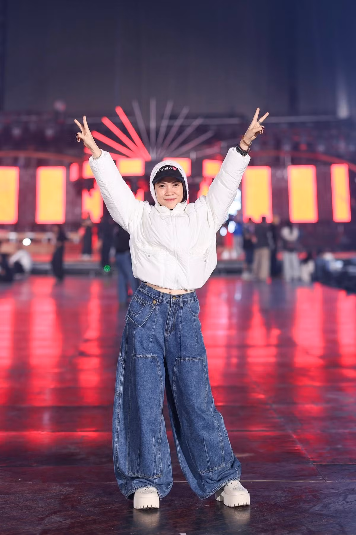 Ca sĩ Mỹ Tâm check in trên sân khấu cho liveshow sắp tới. Ảnh: FB My Tam