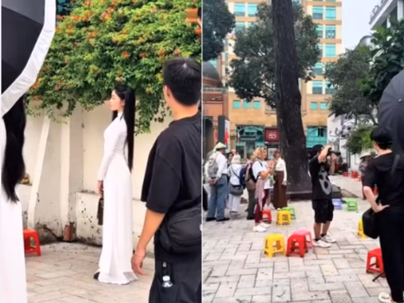 Mới đây, mạng xã hội lan truyền đoạn clip ghi lại hậu trường buổi chụp ảnh của Lọ Lem (Mai Thảo Linh) – con gái lớn của MC Quyền Linh. Trong video, cô diện áo dài trắng tinh khôi, đứng tạo dáng dưới tán hoa giấy rực rỡ. Khung cảnh vừa nên thơ vừa dịu dàng khiến nhiều người chú ý.