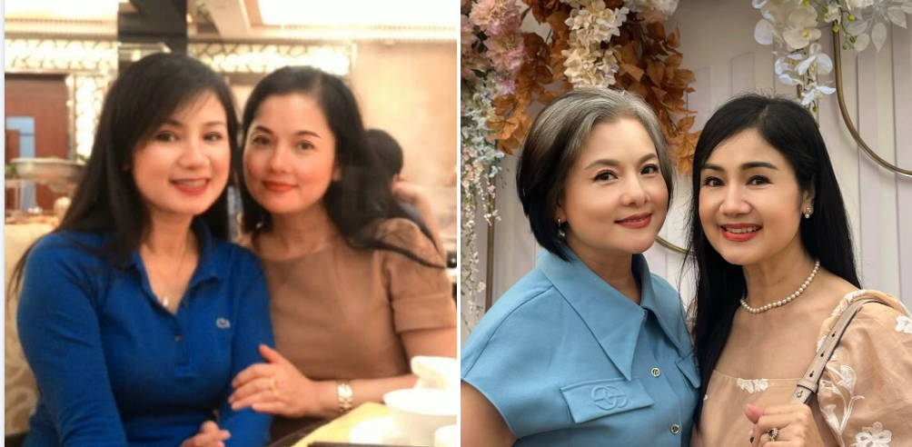 NSND Thu Quế đăng ảnh 10 năm trước và hiện tại bên người bạn thân - NSND Thu Hà. Ảnh: FB Quế Thu