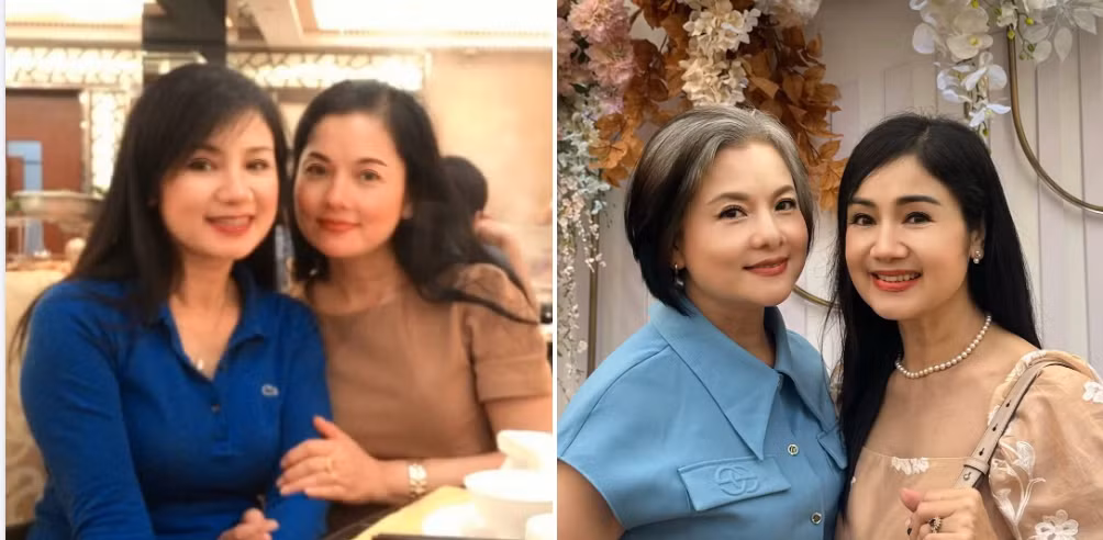 NSND Thu Quế đăng ảnh 10 năm trước và hiện tại bên người bạn thân - NSND Thu Hà. Ảnh: FB Quế Thu