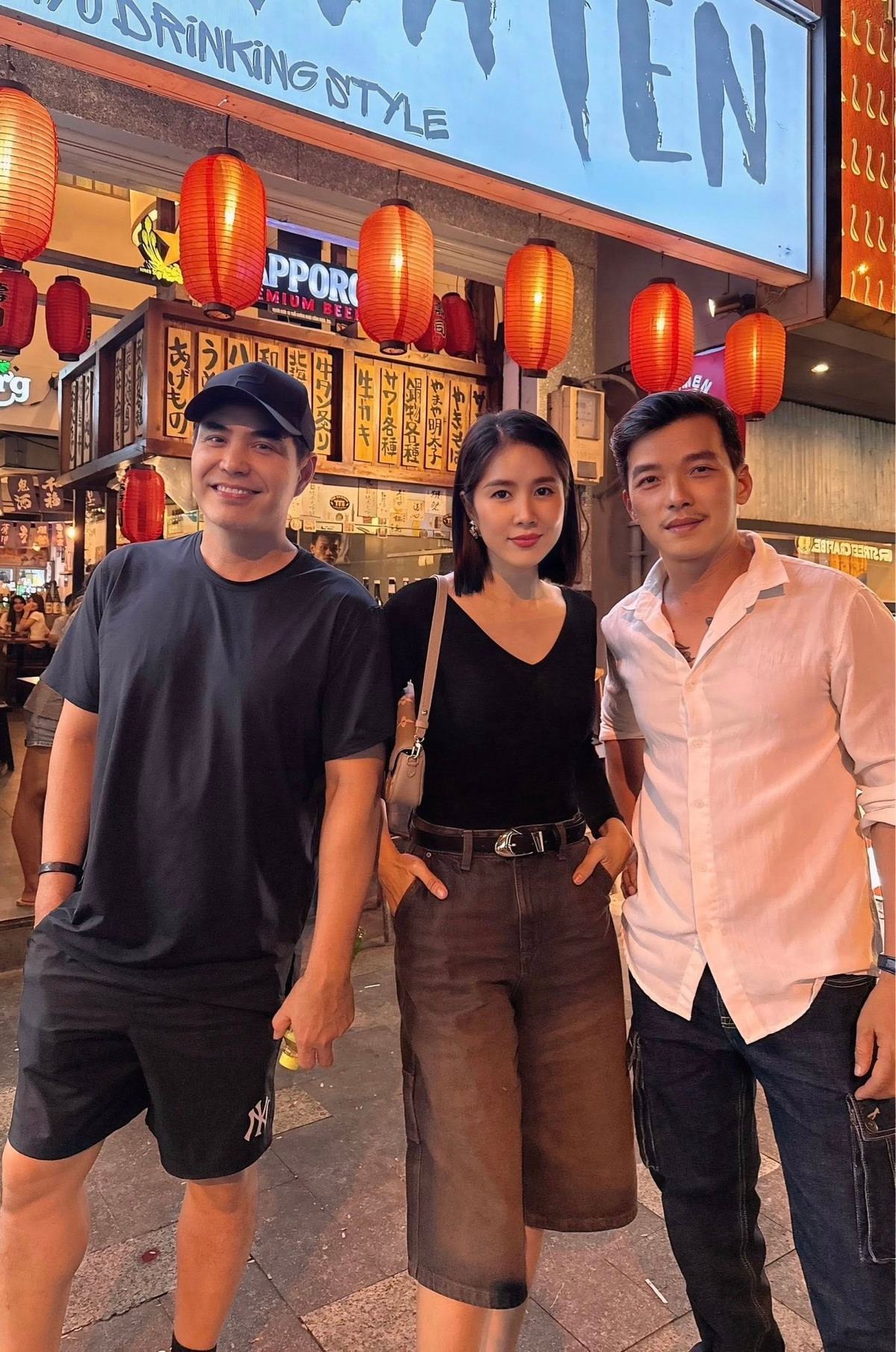 Lê Phương hội ngộ hai bạn diễn thân thiết Trung Dũng và Peter Phạm. Ảnh: FB Lê Phương