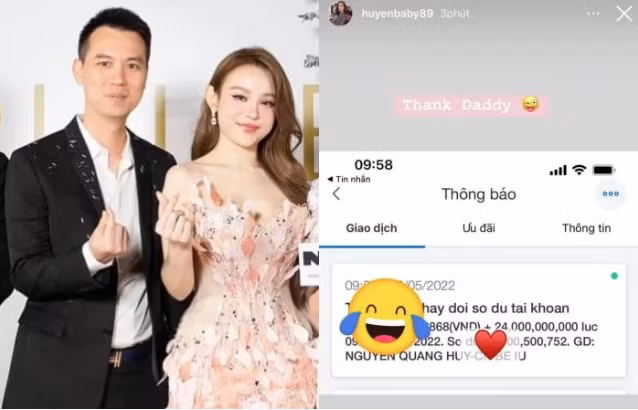 Tháng 5/2022, doanh nhân Quang Huy từng gây sốc khi chuyển khoản 24 tỷ đồng cho Huyền Baby để "tiêu vặt".
