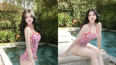 DJ Mie gây bão với bikini đỏ, khoe dáng nuột nà bên hồ bơi