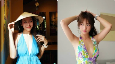 Khả Ngân diện áo yếm khoét sâu khoe thềm ngực gợi cảm