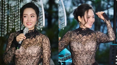 Ca sĩ Phương Linh khoe hông nảy nở khi diện váy xuyên thấu