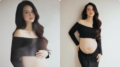 Quỳnh Lương đẹp dịu dàng khoe bụng bầu cuối thai kỳ