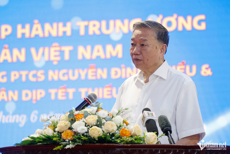 Tổng Bí thư Tô Lâm phát biểu tại cuộc gặp. to-lam-3.jpg