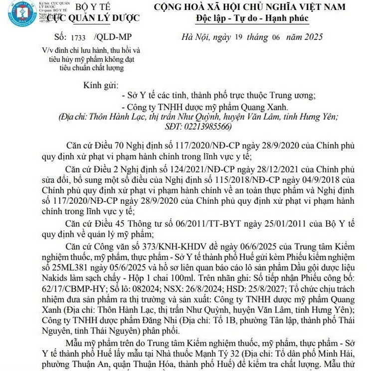 Quyết định thu hồi sản phẩm của Cục Quản lý Dược/Ảnh chụp màn hình 1-5797.jpg
