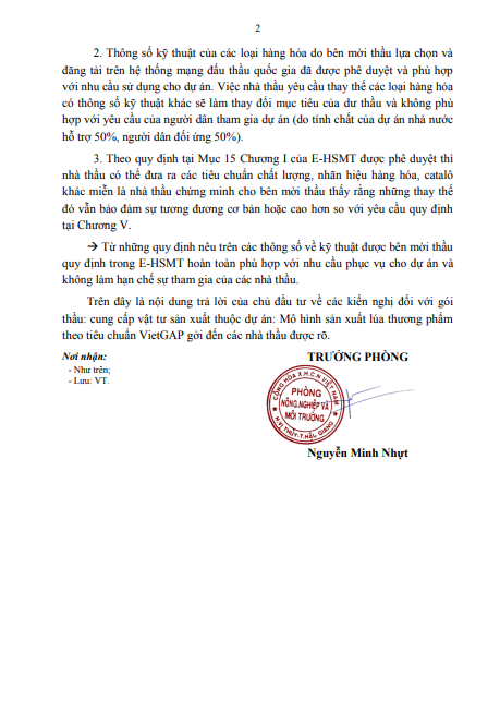 Công văn số 168/NNMT, Phòng Nông nghiệp và Môi trường huyện Vị Thủy trả lời kiến nghị. Nguồn MSC screenshot-388.png