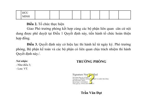 Ngày 09/06/2025, Trưởng phòng Phòng Nông nghiệp và Môi trường huyện Đức Hòa - ông Trần Văn Đạt đã ký Quyết định KQ2500230230_2506090836 Công ty TNHH Đức Hòa Đức Minh trúng thầu với giá hơn 3,7 tỷ đồng thực hiện trong 180 ngày. Nguồn: MSC 25.jpg