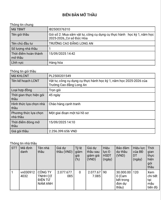 Biên bản mở thầu đã công bố ngày 15/9. Nguồn: MSC 70.jpg