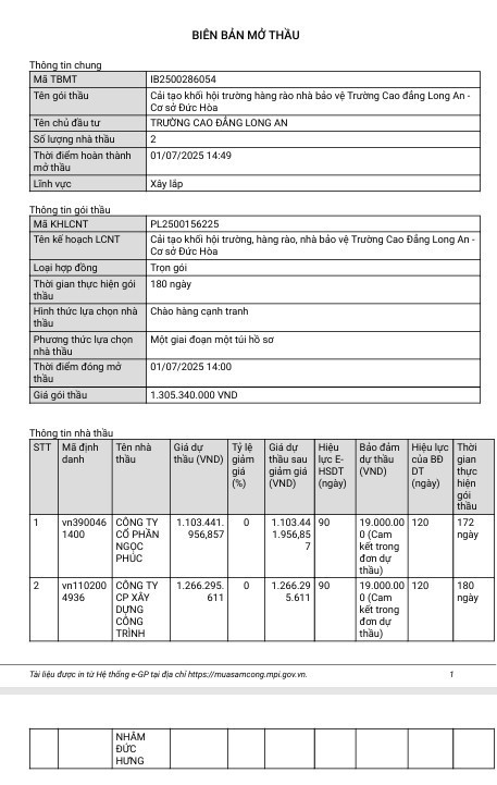 Biên bản mở thầu đã công bố ngày 1/7/2025. Nguồn: MSC 35.jpg