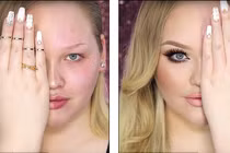 Sốc nửa mặt trang điểm quá đẹp so với nửa kia