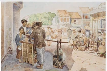 Bộ tranh hiếm về cảnh sinh hoạt ở miền Bắc Việt Nam xưa