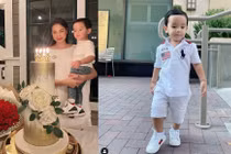 Con trai Phạm Hương bé tí nhưng mẹ cho ăn mặc sành điệu vô cùng