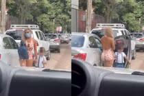 Ăn mặc hớ hênh đưa con đến trường, bà mẹ trẻ hứng “gạch đá”