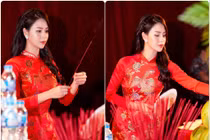 Ngắm các nữ diễn viên Việt diện áo dài khoe sắc dịp cận Tết