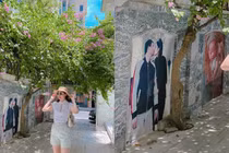 Á hậu Thanh Tú trang trí cổng nhà bằng ảnh cả chồng lẫn con