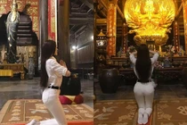 Sao Việt bị “ném đá” vì ăn mặc phản cảm đi lễ chùa