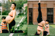 Nữ diễn viên Trung Quốc “bế” bụng bầu 8 tháng tập yoga cực đỉnh