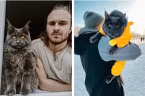 Mèo cưng khổng lồ ở Nga lông đen tuyền nhìn tưởng báo đen