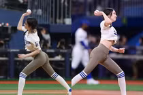 "Nàng thơ" xứ Hàn diện quần legging ném bóng chày khoe đường cong như sóng