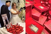 Cô dâu chú rể "chơi lớn" dùng vàng tặng khách dự đám cưới