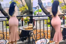 Đi uống cafe, gái xinh khoe vòng 3 chuẩn ao ước của hội chị em