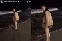 Nhờ người yêu chụp ảnh, vóc dáng MC Huyền Trang bị dìm "nặng nề"