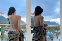 "Nóng" hơn cả thời tiết, nữ MC Mai Dora khoe lưng trần