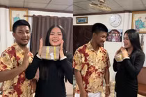 Nữ võ sĩ Muay được chồng tặng 1 triệu baht nhờ có bé trai