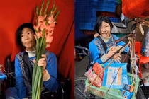 Nhóm bạn trẻ chụp ảnh Tết cho những cô chú lao động trên phố