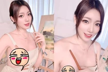 Mặc tạp dề vẽ tranh, hot girl Trung Quốc gặp sự cố trang phục