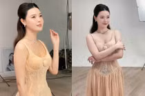 Midu lần đầu diện đồ khoét táo bạo hậu kết hôn