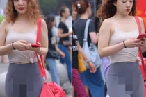 Gái xinh dạo phố có pha "lộ hàng" khiến netizen mặt đỏ bừng bừng