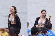 Gái xinh đánh trống giải đua thuyền rồng ăn mặc gây tranh cãi
