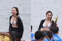 Gái xinh đánh trống giải đua thuyền rồng ăn mặc gây tranh cãi