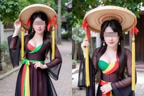 Diện trang phục quan họ Bắc Ninh, hot girl gây tranh cãi