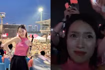 Đi đu idol "Hắc Hường", MC Khánh Vy có biểu cảm gây chú ý