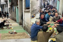 Làm cỗ tất niên, cả xóm trải chiếu ngồi ăn khắp ngõ gây sốt