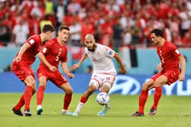 Đan Mạch chia điểm với Tunisia, trận hòa đầu tiên tại World Cup 2022